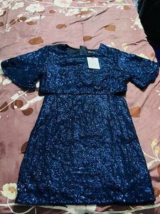 Sparkling Navy Blue Sequin Dress