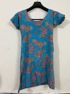 Blue Floral Print Kurta
