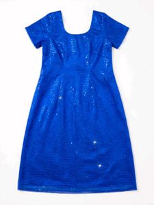 Sparkly Blue Short Sleeve Dress
