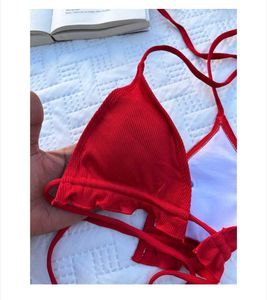 Red Halter Bikini Top