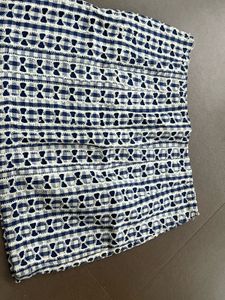 Chic Blue &amp; White Gingham Embroidered Skirt