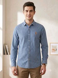 Men's Blue Striped Casual Shirt