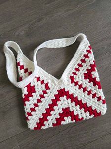 Crochet Shoulder Bag with Cherry Charm