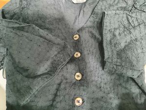 Chic Black Eyelet Crop Top