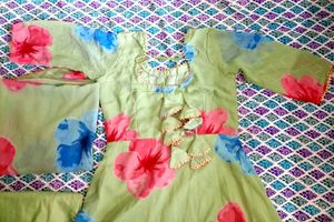 Light Green Floral Kurta Set