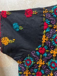 Phulkari Embroidered Black Kurta