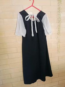 Navy Blue Square Neck Midi Dress
