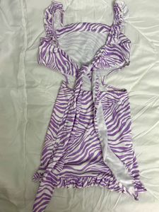 Purple Zebra Print Cut-Out Dress