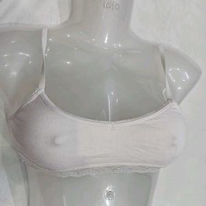 Comfortable⭐ White Bra with Lace Trim