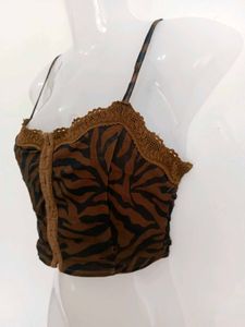 Brown Zebra Print Corset Top
