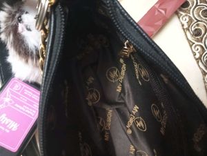 Chic Black Waist Bag with Gold Chain