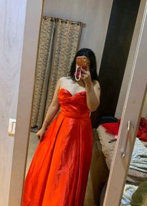 Stunning Orange Strapless Gown