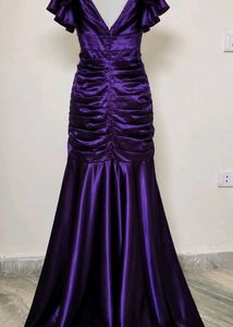 Elegant Purple Satin Evening Gown