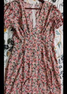 Floral Print V-Neck Mini Dress