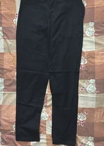 comfortable black straight fit trousers