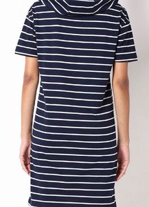 Stripped Hooded Dress With Insert Pockets