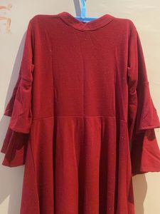 Burgundy Dress with Bell Sleeves