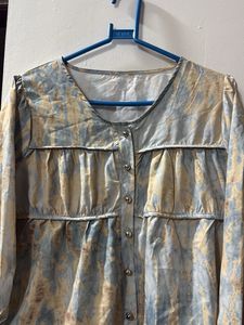 Unique Tie-Dye Button-Up Tunic Top