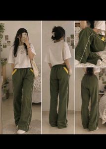 Y2K Grunge Green Flare Track Pants