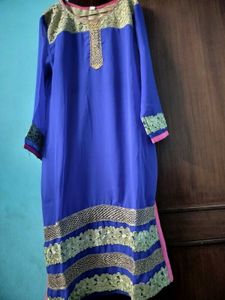 Blue &amp; Gold Embellished Top