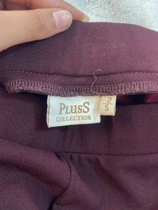 Women Burgundy Bootcut Trousers with Slit