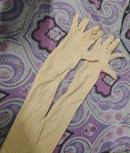 Elegant Long Cream Gloves