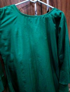 Hevy Neck Work Branded Bottle Green Kurti