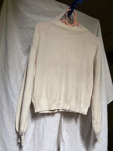 Cream Mock Neck Knit pullover