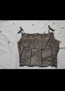 Leopard Print Smocked Camisole Top
