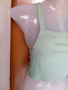 Ribbed Green Crop Top