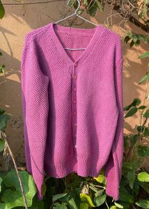 Handknit purple cardigan