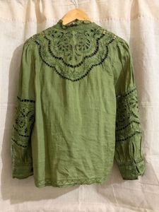 Embroidered cut-work blouse