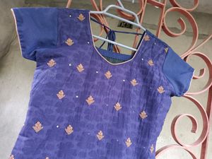 Beautiful Blue Kurta With Churidar And Dupatta