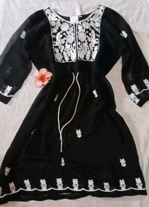 Embroidered Black Dress