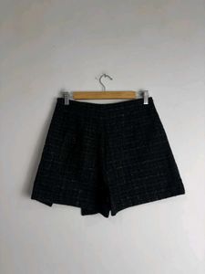Black Tweed Skirt with Button Detail