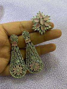 American Diamond Earrings And Ring