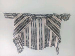 Striped Short Sleeve Shirt black and white combina