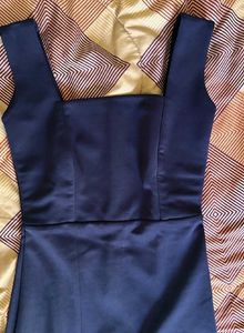 Offshoulder Navy Blue Slit Dress