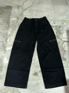 Black Cargo Wide-Leg Pants