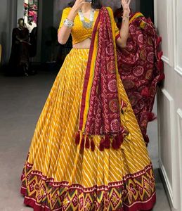 Vibrant Yellow Lehariya Print Skirt