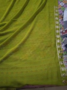 New Green Embellished Saree with blouse piece