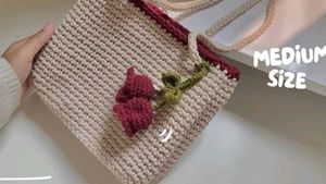 Handmade Crochet Bag with Rose Detail
