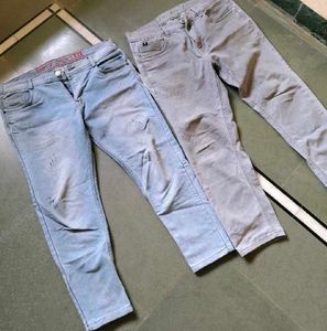 Men's Jeans - Light Blue & Grey