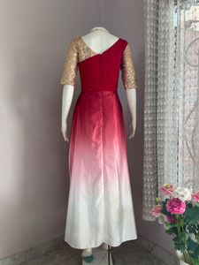 Elegant Red &amp; White Ombre Gown