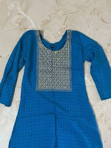 Blue Kurta with Golden Embellishment
