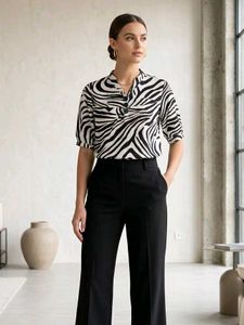 Stylish Zebra Print V-Neck Top