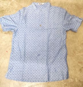 Fab India Men's Blue Checkered Kurta