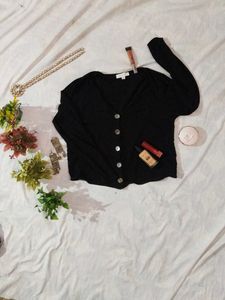 Chic Black V-Neck Button-Up Cardigan