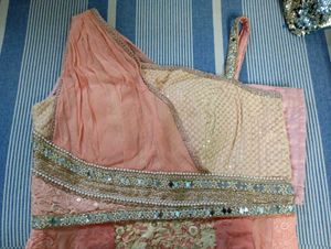 Peach One-Shoulder Ethnic Gown