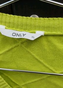 Cute Embroidered Lime Green Cardigan - XL Size